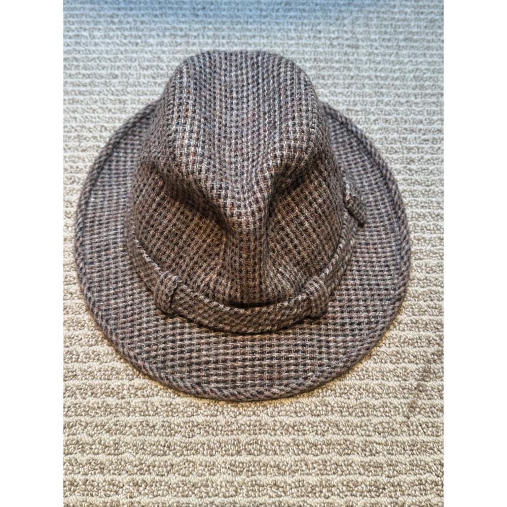 Vintage Dobbs Fifth Avenue New York Tweed Fedora Hat Brown Wool Size 7 3/8 USA